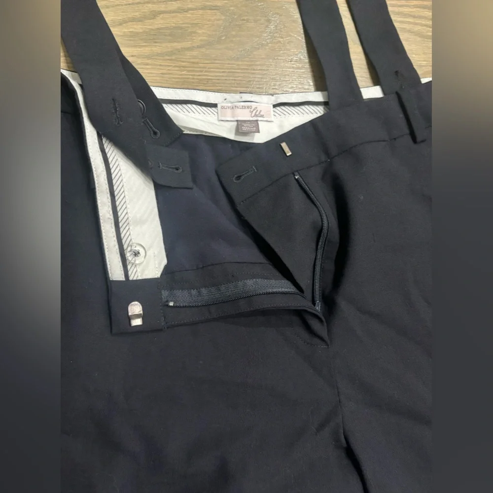 Olivia Palermo + Chelsea28 nave red ribbon Suspender Pants women’s size 14 $149 - Picture 8 of 8